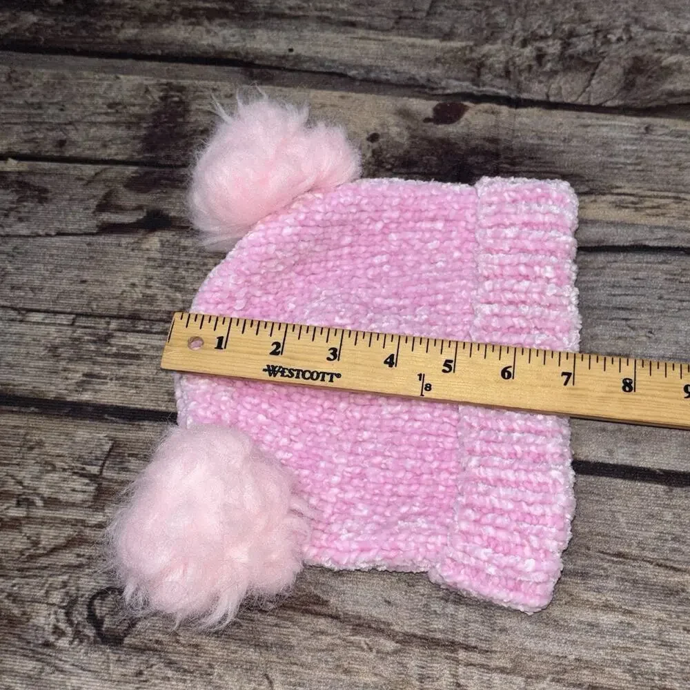 Claire's Club Pink Bear Face Pom Pom Beanie Hat Girls